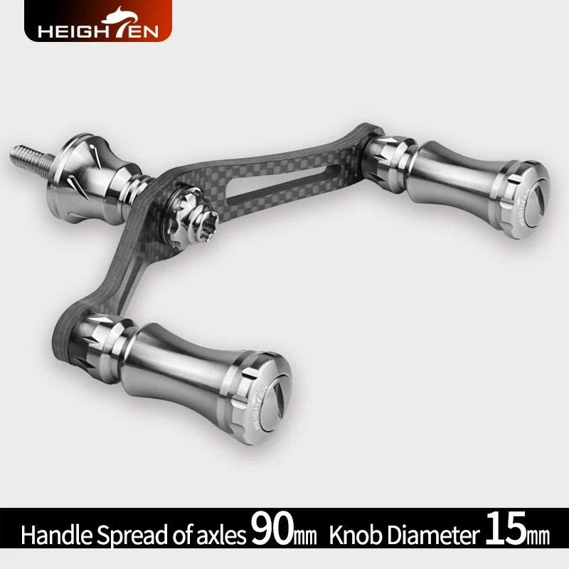 HEIGHTEN Carrete de carbono giratorio, mango de 90mm para Shimano Daiwa