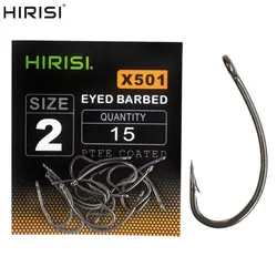 Anzuelos Hirisi X501 de carpa con púas acero inoxidable PTFE