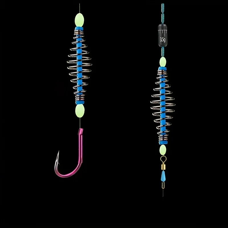 Azul/verde 30 Uds Kit maestro de pesca de carpa alimentador lanzador de cebo de resorte ganchos de explosión soporte de cebo aparejo de varilla - imagen 5