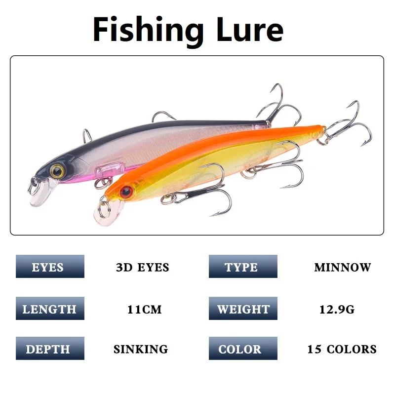 Señuelo de pesca Luya, pececillo hundido, 11cm, simulación de pesca en alta mar, ojos 3D, cebo falso flotante, accesorios de pesca - imagen 4