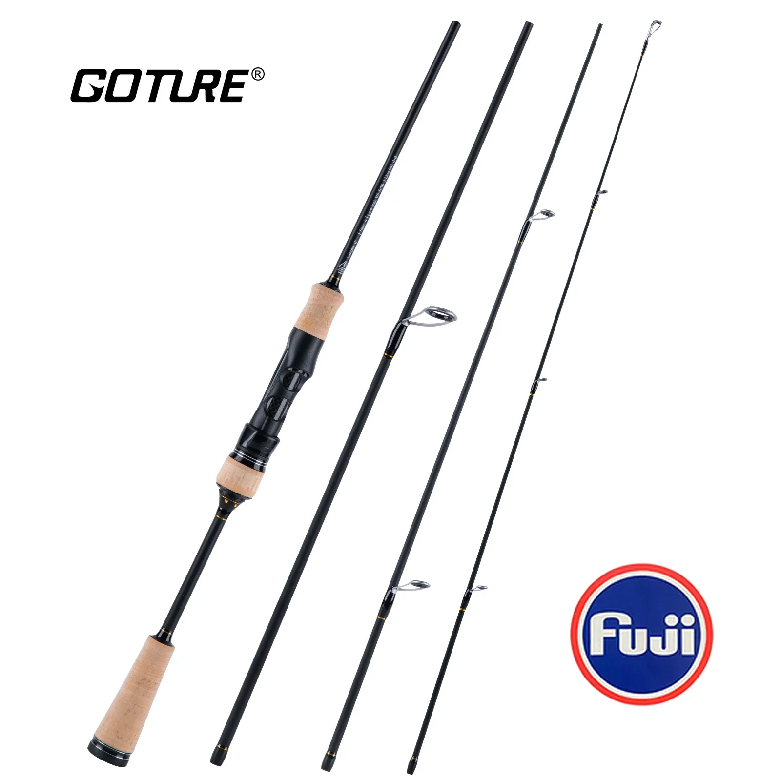 Goture DELIGHT 1,8 m-2,2 m anillo guía Fuji caña giratoria de pesca de trucha mango de madera ultraligero poste de agua dulce de agua salada