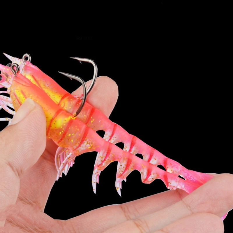 5 unids/caja 10,5 cm 12g 1 Uds 7 colores Artificial PVC camarón señuelo de pesca suave cebo luminoso para actividades de pesca herramienta de pesca - imagen 5