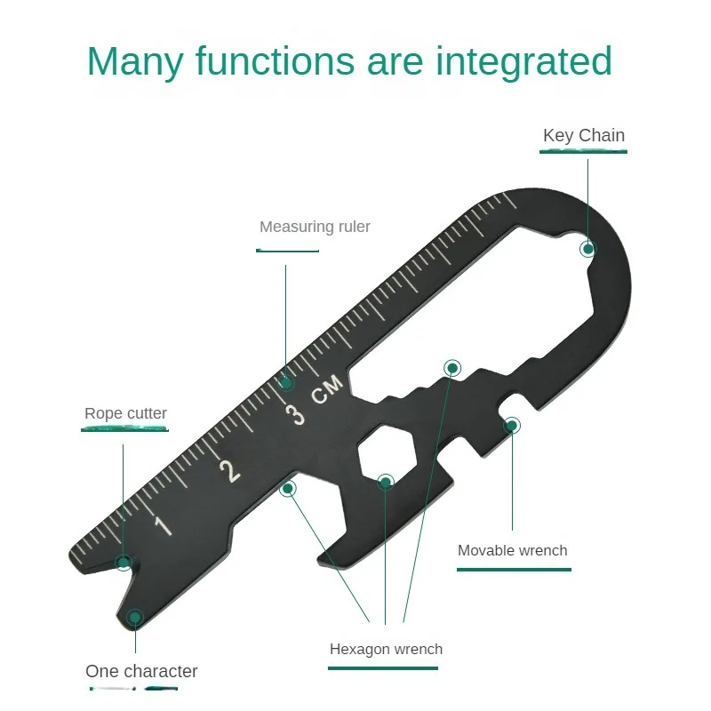 LLavero de acero inoxidable EDC multiherramientas para exteriores, dispositivo de supervivencia, abrebotellas, herramienta multibolsillo, colgante, 10 unidades - imagen 2