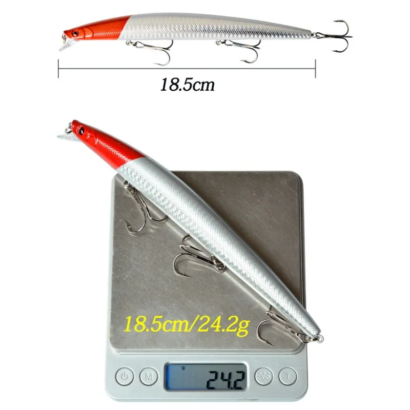Señuelo de pesca de lubina piezas, cebo duro Artificial de 18cm y 24g, Wobbler de arrastre de mar, 1 unidad - imagen 5