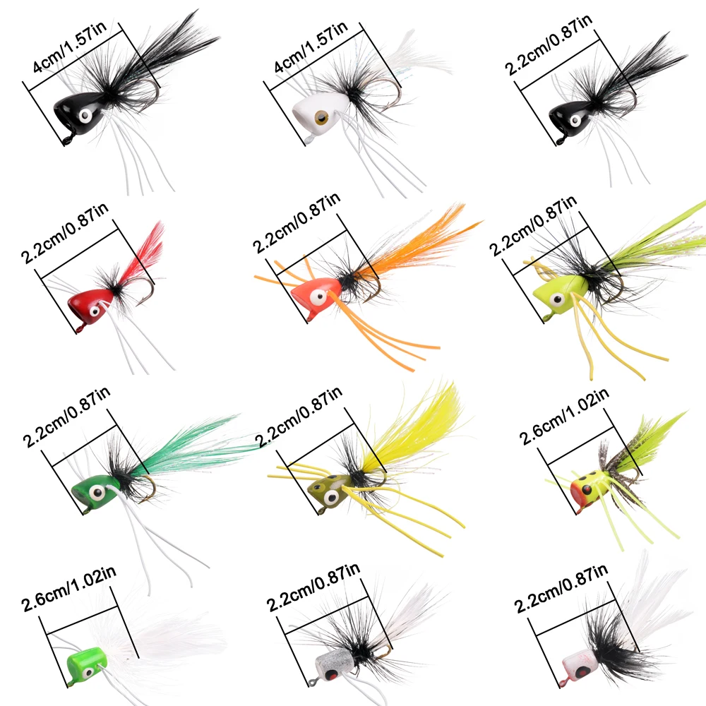 Poppers de pesca con mosca, Señuelos de Pesca Topwater, lubina, Bluegill, trucha, salmón, espuma Popper, moscas de pesca con mosca, 12 piezas, 36 piezas - imagen 3