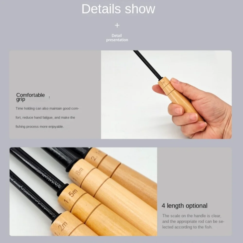 Caña de pescar telescópica de 1,2 m-2,1 m de longitud, tamaño de viaje, Material duradero, caña de pescar de fibra de vidrio, diseño ligero - imagen 4