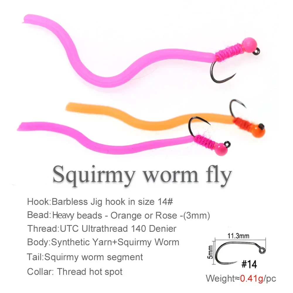 ICERIO cabeza de cuentas pesadas gusano cuadrado mosca anzuelo sin púas hundimiento rápido San Juan gusano mosca húmeda para trucha Señuelos de pesca cebos - imagen 2
