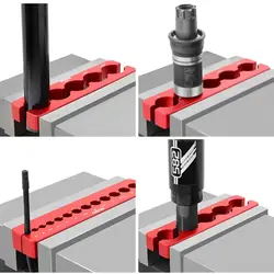 Nueva abrazadera de tornillo de banco de mesa de bicicleta de aleación de aluminio negro rojo 5-16,6mm insertos de tornillo de banco de mandíbula diseño multifunción herramienta de cubo de horquilla reparación de bicicletas