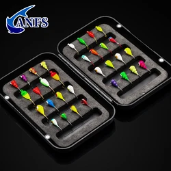 ANFS Señuelos de pesca en hielo, plantillas de pesca en hielo, equipo de pesca en hielo, Señuelos y plantillas duras, Kit de pesca en hielo Walleye, 8 Uds./32 Uds.
