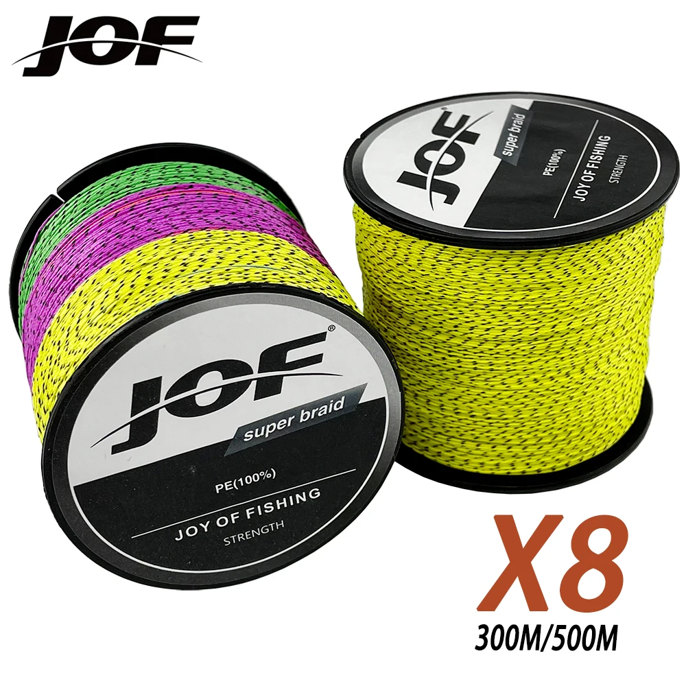 Línea de pesca Invisible JOF de 500M/300M, línea de revestimiento de fluorocarbono moteado de 8 hebras, 0,14-0,50mm, 18LB-78LB, línea manchada súper fuerte
