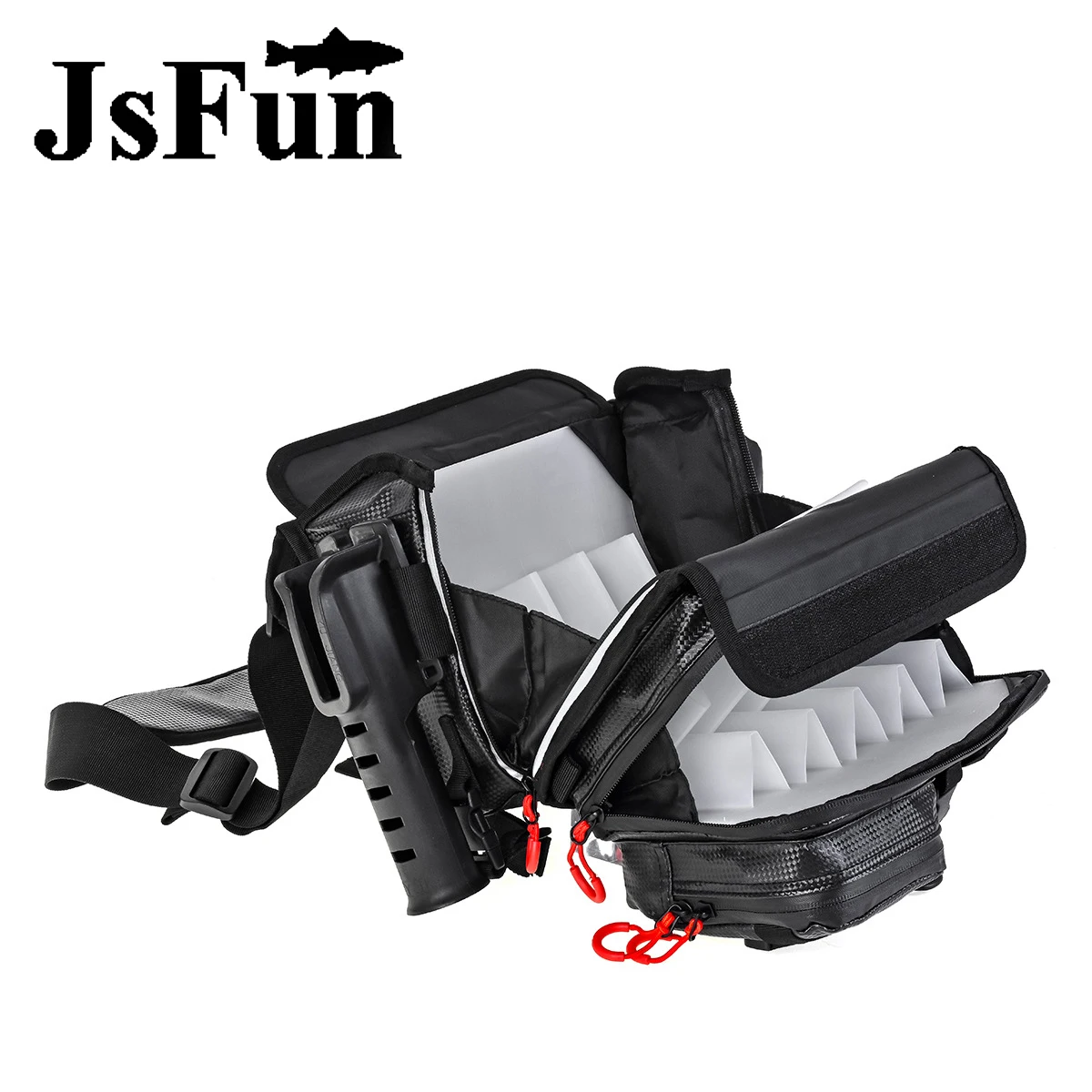 Bolsa impermeable para señuelos de pesca, bolsa de almacenamiento con gancho de calamar con soporte para caña, bolsa de aparejos de pesca multifunción para exteriores, caja de almacenamiento de celosía - imagen 3