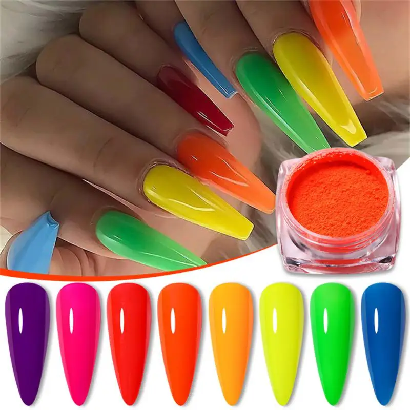 Purpurina de neón para uñas, polvo cromado colorido para decoración de uñas, suministros para manicura, pigmento para frotar - imagen 2