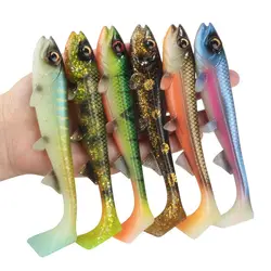 Señuelos blandos de pesca de silicona vívida, 5 colores, 14cm, 18cm, plantilla de pesca, señuelos artificiales suaves para pesca