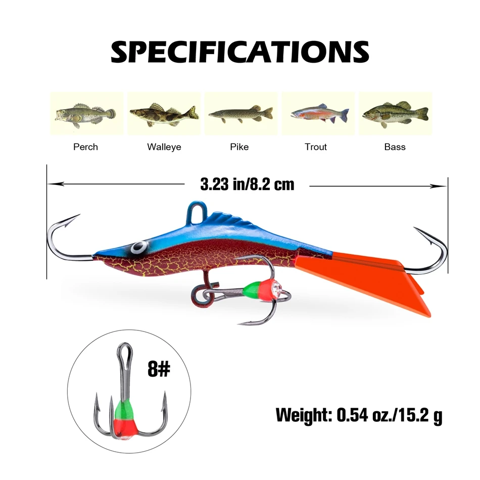 Goture-señuelo de pesca en hielo, 1 unidad, balancines que se hunden, plantilla de invierno, Wobblers, 5 tipos para elegir, cebo, trucha, Lucio, carpa, Swimbait