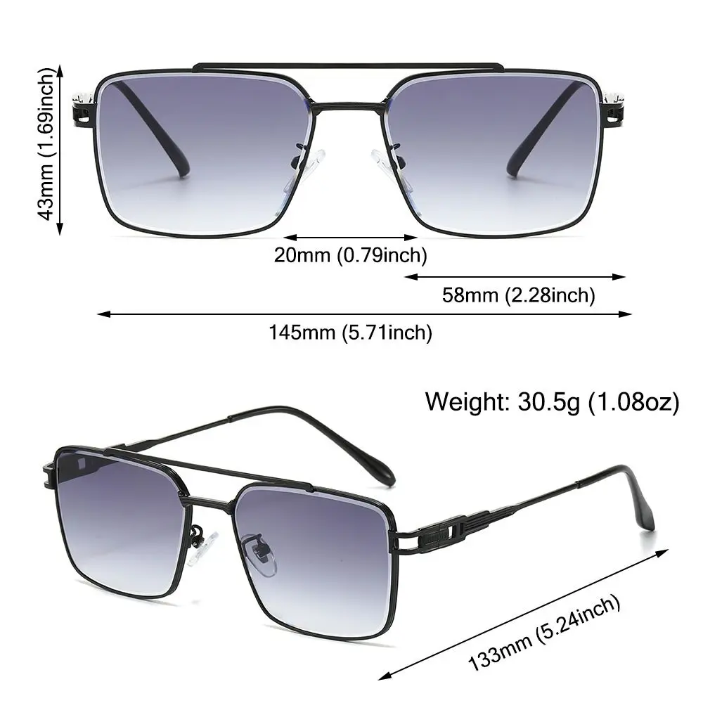 Gafas de sol de moda con doble puente y borde cortado, protección UV, gafas de sol de lujo con lentes degradados de Metal para hombres y mujeres - imagen 5