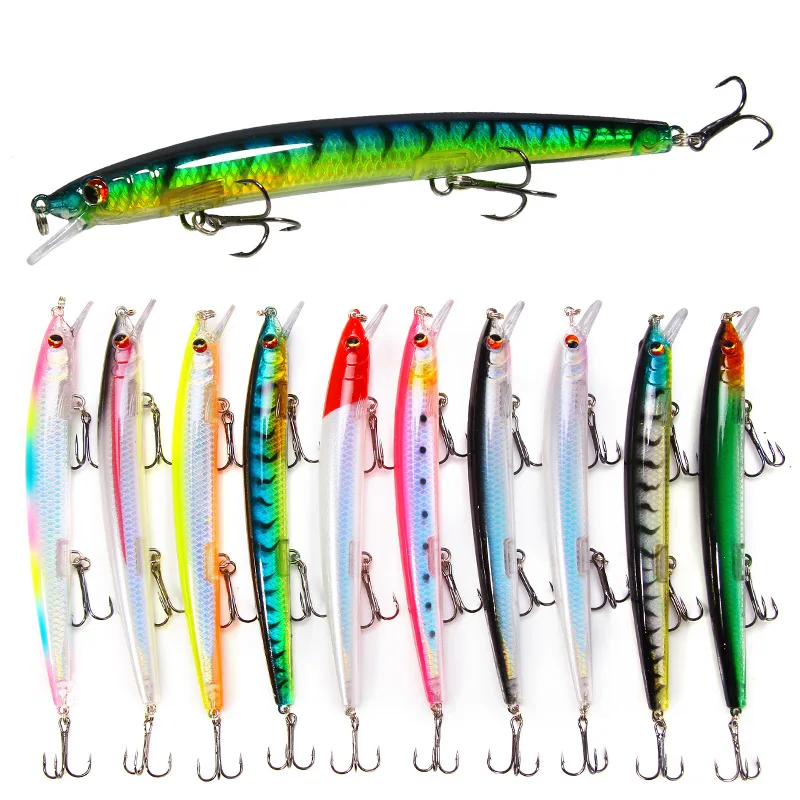 Señuelo de pesca Minnow, cebo duro Artificial flotante, Wobblers, Crankbait, Lucio, anzuelos triples, aparejos, 13,5 cm, 15,5g - imagen 5