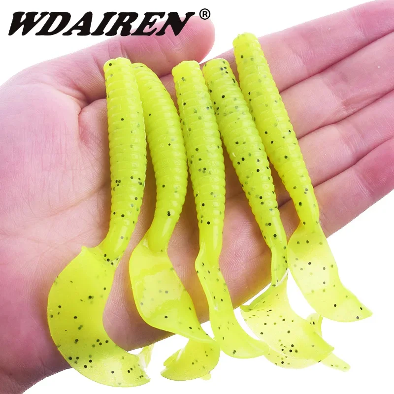 5 uds cebo suave de silicona con olor a pescado y camarones 8cm 4,3g Jig Wobblers cola Swimbait para carpa lubina con cebos artificiales de sal Pesca - imagen 5