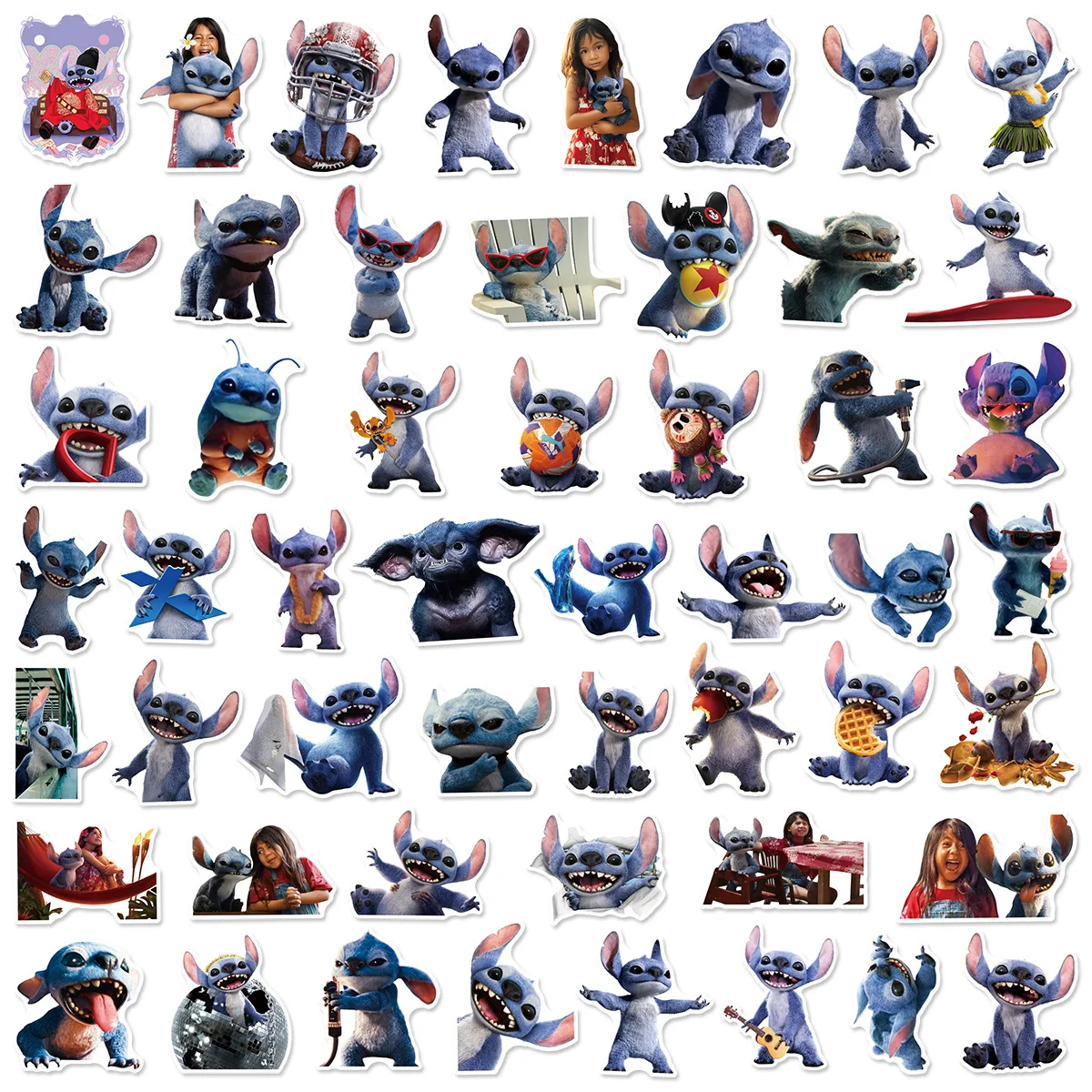 50 Uds. De pegatinas de película de Lilo Stitch de Disney DIY para álbum de recortes, teléfono, guitarra, maleta para portátil, calcomanías impermeables, pegatinas, juguetes para niños - imagen 4