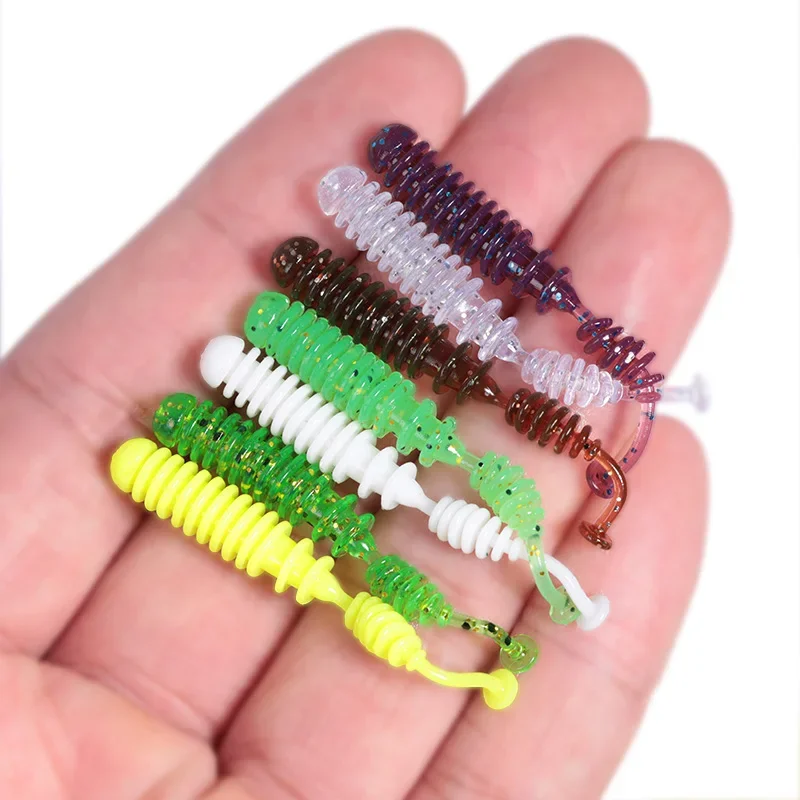 OUTKIT 10 Uds 4,2 cm Pesca suave gusano señuelos Pin cola hielo Pesca cebo suave Polaris hundimiento señuelo Pesca silicona aparejos de Pesca - imagen 2