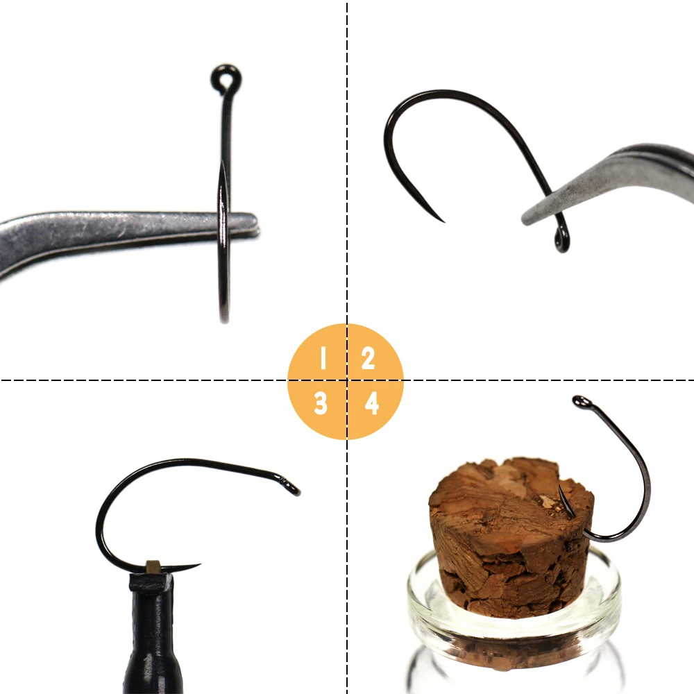 WIFREO 30 Uds. Anzuelos de pesca con mosca sin púas de níquel negro anzuelo con mosca de acero rico en carbono atado de moscas Ninfa Scud Pupa gancho - imagen 4