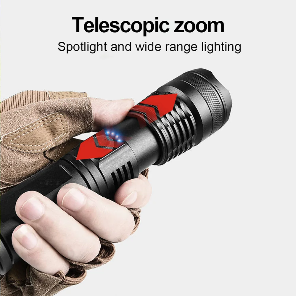 Linternas LED recargables, 990000 lúmenes, súper brillantes, portátiles, 5 modos, resistentes al agua IPX4, antorchas de mano para senderismo - imagen 5