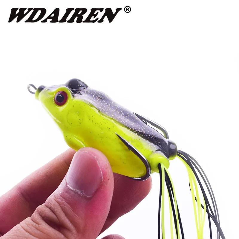 Señuelo de rana, cebo de tubo blando, Señuelos de pesca de plástico de 6cm, 12g con anzuelos de pesca, rana de rayos Topwater, aparejos de ojos artificiales 3D, 1 ud. - imagen 3
