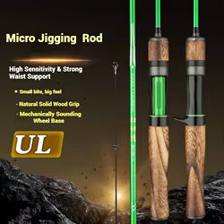 Caña giratoria ultraligera de fibra de carbono, 1,68/1,8 M, para pesca con microseñuelo, punta sensible