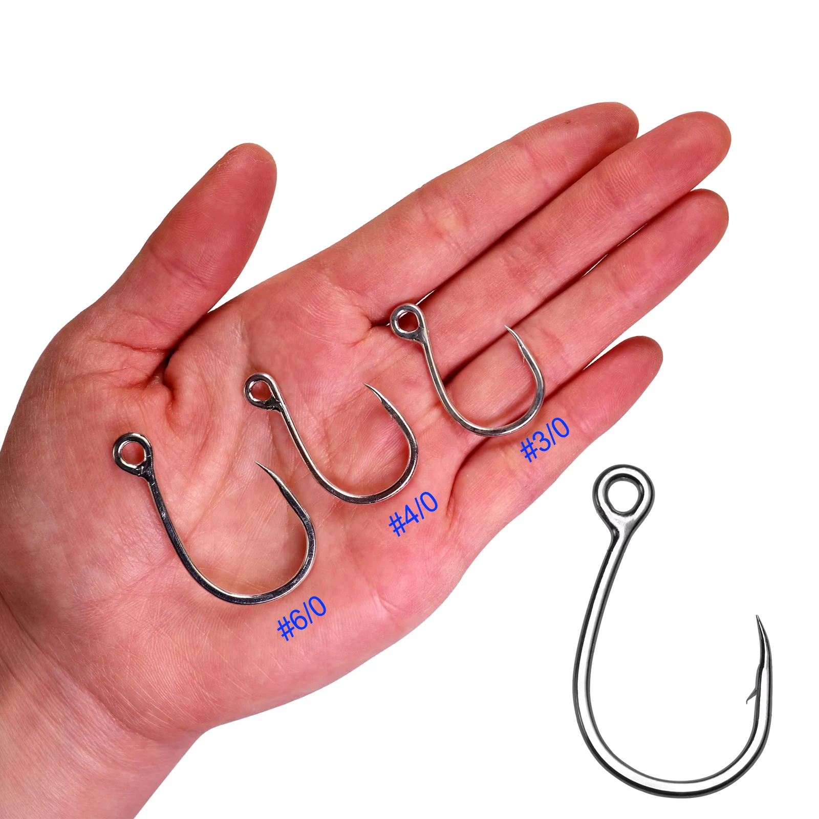 Anzuelos de pesca THKFISH Big Circle de agua salada # 3/0 # 4/0 # Anzuelos de púas con plantilla de ojo grande de acero rico en carbono 6/0, aparejos de pesca - imagen 5