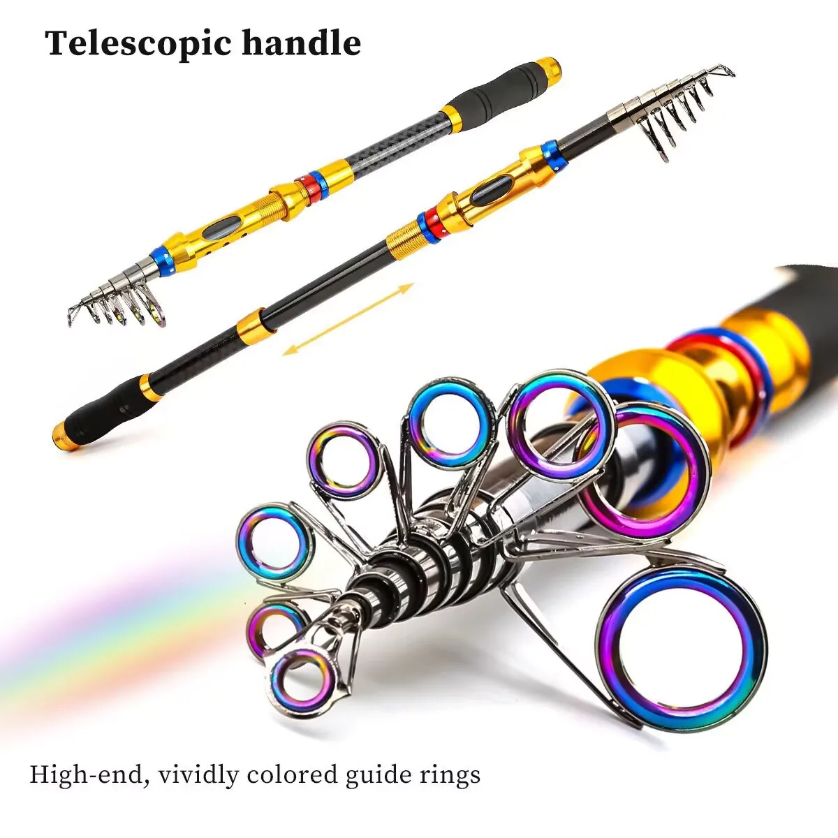 Combos de caña de pescar y carrete de mar súper duro, Mini caña de pescar telescópica de carbono para viaje en el océano, 1,8-3,6 m con carrete de 1000/2000/3000/5000 - imagen 4
