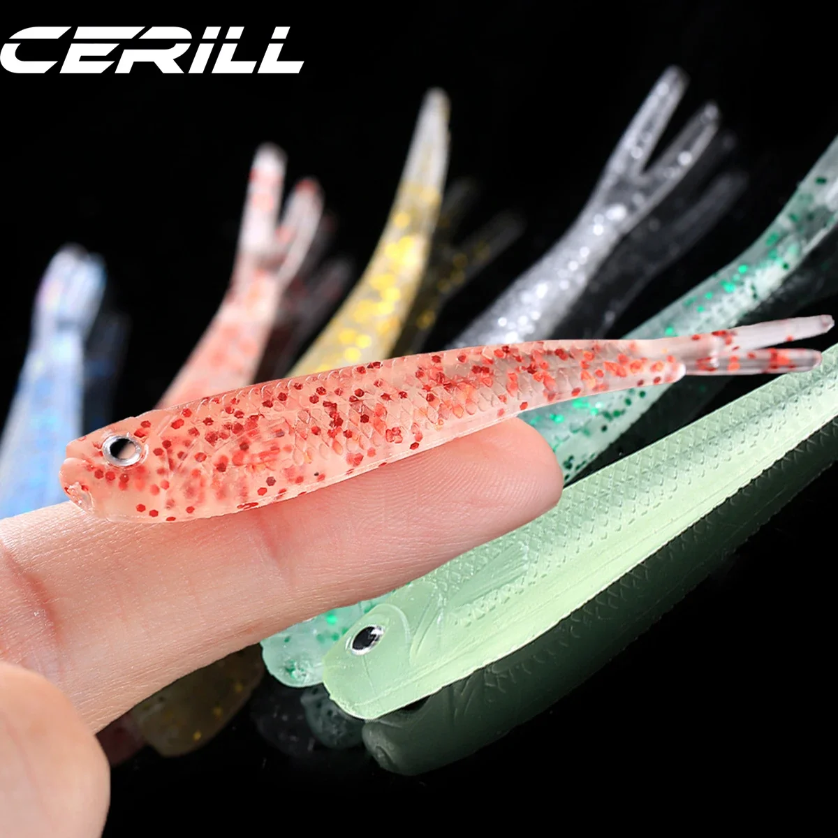Ceril-cebo de gusano de silicona de cola de horquilla, señuelo suave, impacto oscilante, delineador realista, carpa, Lucio Artificial, Swimbait, 20 piezas, 7cm, 2g - imagen 4
