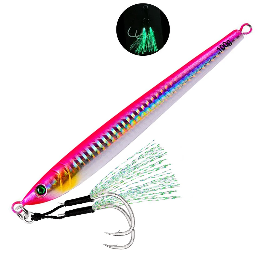 Plantilla de fundición de Metal súper larga, 60G, 80G, 100G, con gancho, cuchara de Jigging fundida, señuelo de pesca, aparejos de cebo Artificial, 1 Uds. - imagen 4