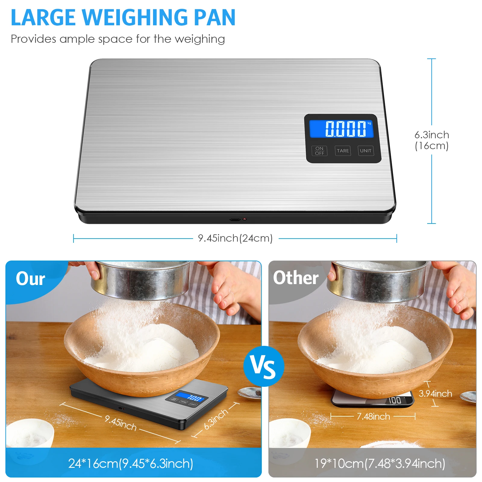 Báscula Digital de Cocina 15 kg – Recargable con Pantalla LCD - imagen 5