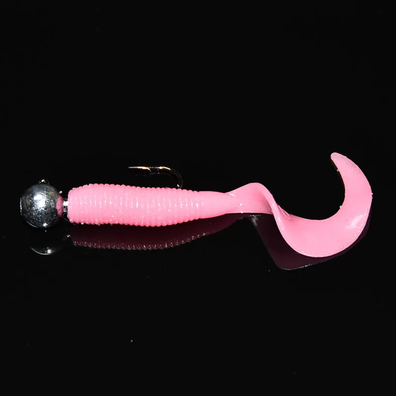 Señuelo de gusanos rizados para pesca, cebo suave CT60 de 60mm y 1,8g, Wobblers, cebo Artificial de silicona con olor a Camarón, señuelo para carpa y lubina, 20 piezas - imagen 5