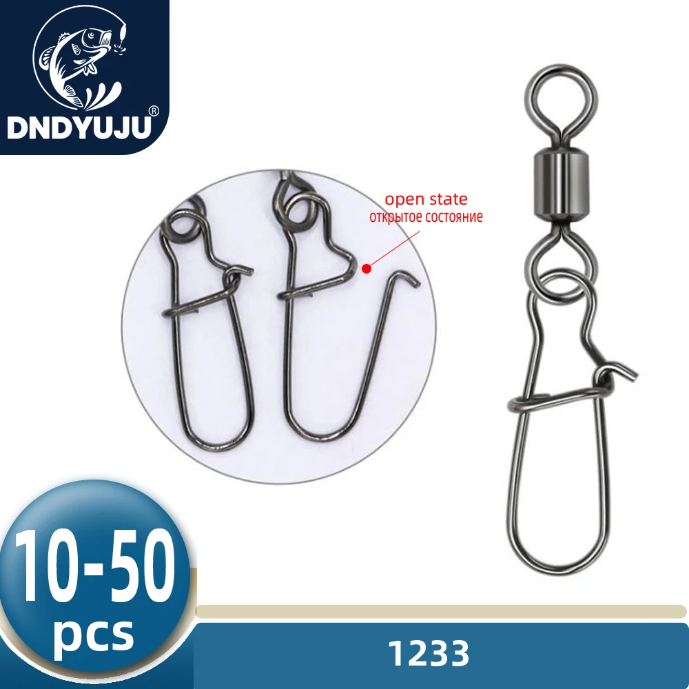 DNDYUJU-conector de pesca, Pin de acero inoxidable, rodamiento giratorio con broche para señuelo de pescado, accesorios de aparejos, anzuelo