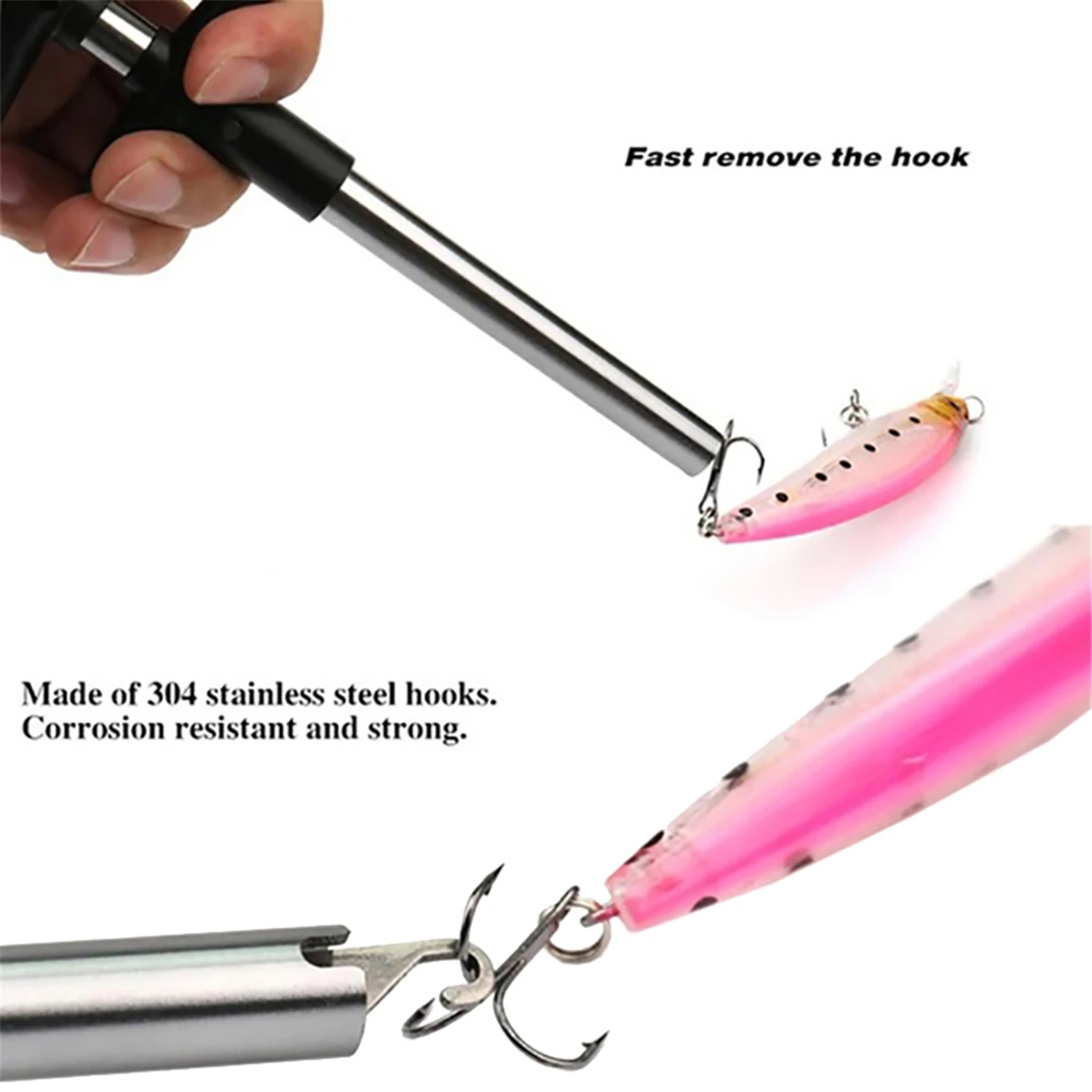 Herramienta removedora de anzuelos de pesca, removedor de señuelos de pesca, separador de anzuelos de tubo de aluminio, Extractor portátil de anzuelos - imagen 4
