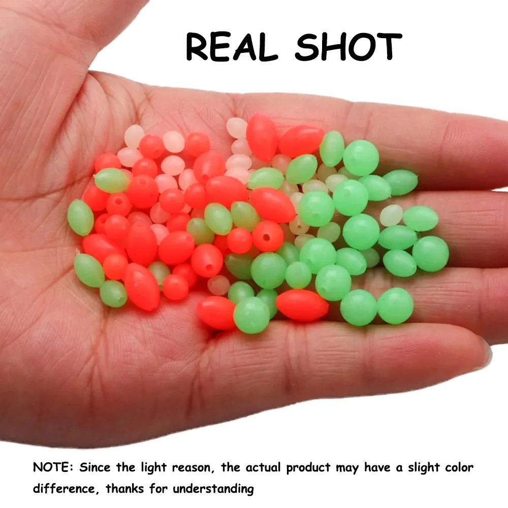 Cuentas luminosas para pesca ovaladas goma suave - Rojo y verde - imagen 3