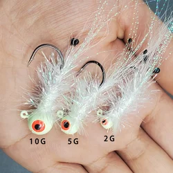 TAKEDO-Anzuelo de pesca, anzuelos luminosos, cebos artificiales para camarones, señuelo de pesca con mosca, pesca en hielo para trucha, 2G, 5G, 10G, 5 uds.