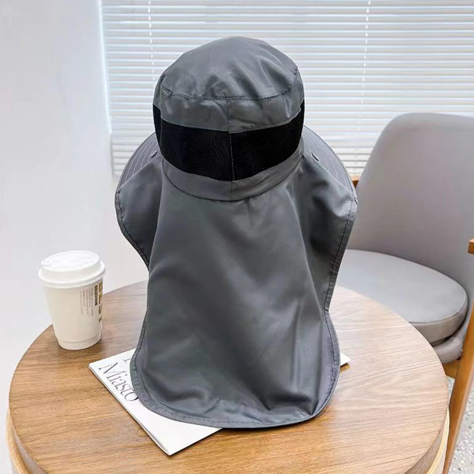 Sombrero de pesca de verano, gorra transpirable con sombrilla para el cuello para hombres y mujeres, gorra de playa protectora UV para acampar al aire libre, sombrero de ala grande 2025 - imagen 3