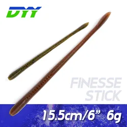 DYY Finesse Stick cebo suave 15,5 cm 6 "verme de silicona flotante Minnow Swimbait Wobblers lubina de agua dulce Lucio Señuelos de pesca blandos