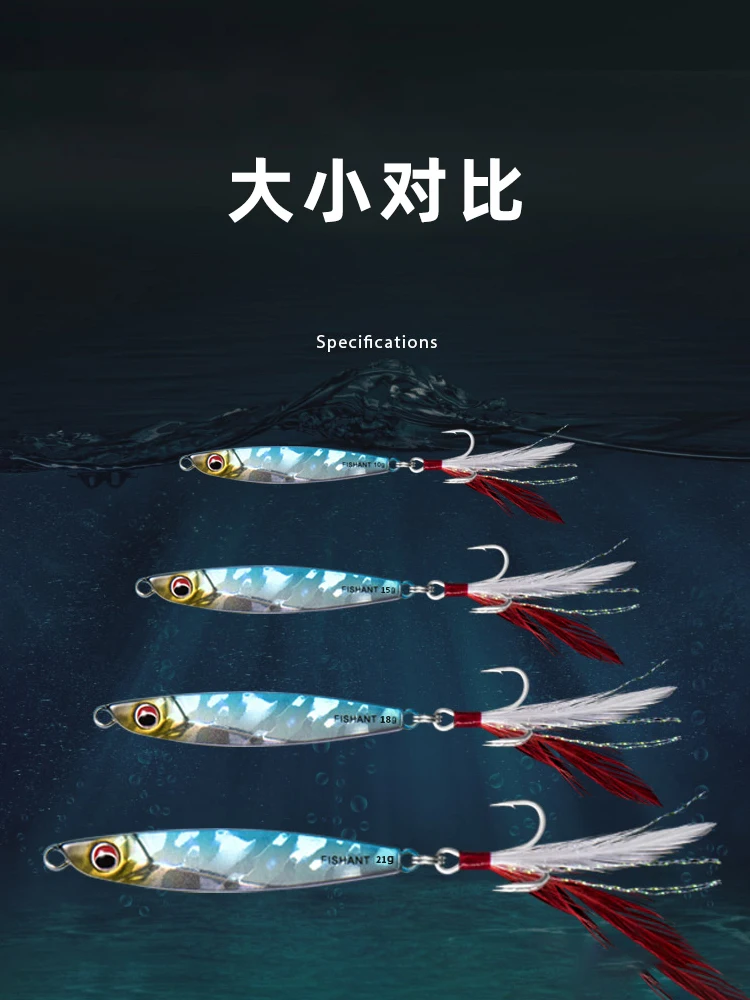 FISHANT Kuangkou JIG señuelo de pesca 10g/15g/18g/21g tiro largo Artificial Wobbler pesas pescado Metal Jigging cebo duro de agua salada - imagen 5