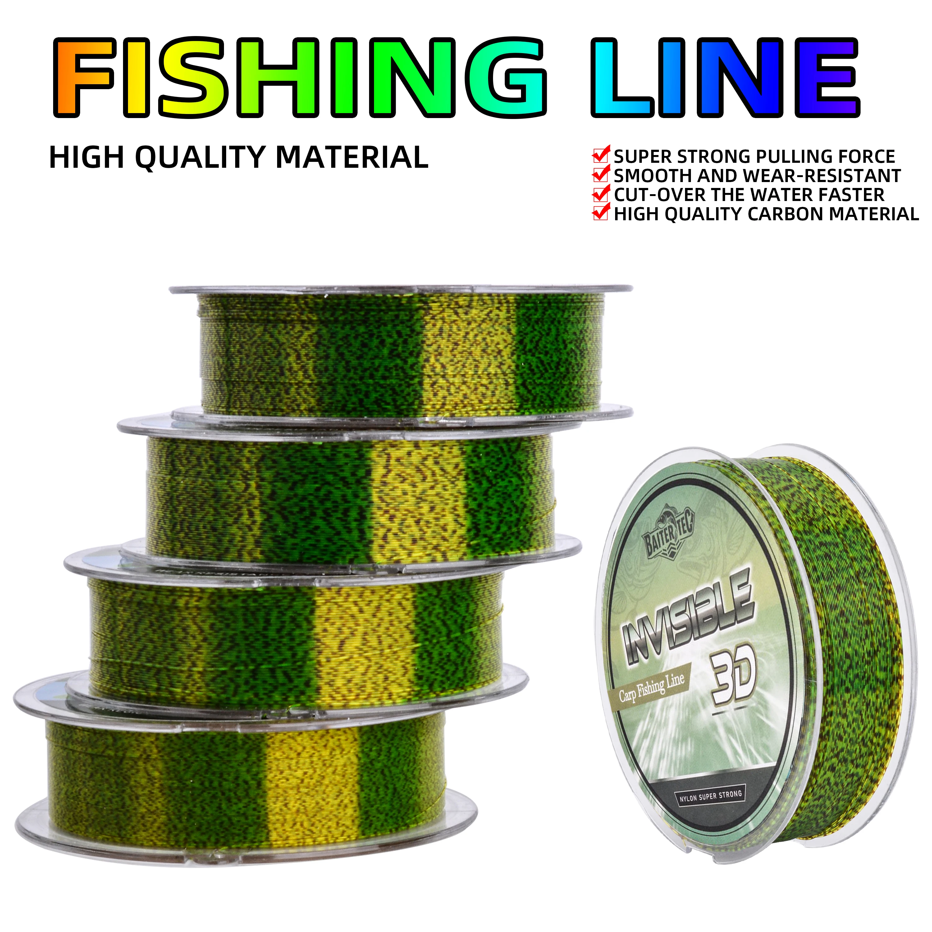 Línea de pesca Invisible de 100M, línea de revestimiento de fluorocarbono moteado, 0,14mm-0,50mm, 4,13LB-34,32LB, línea manchada súper fuerte - imagen 5