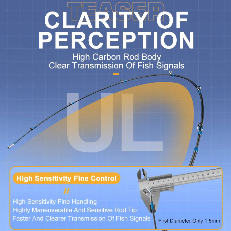 Volin-caña de pescar giratoria UL para trucha, caña de pescar de carbono de punta superior sólida, 1,53 m, 1,68 m, 2-8g - imagen 5