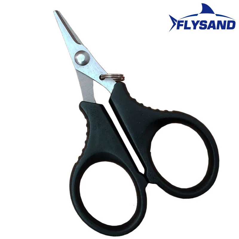 Un par de tijeras negras con un logotipo blanco en la parte superior