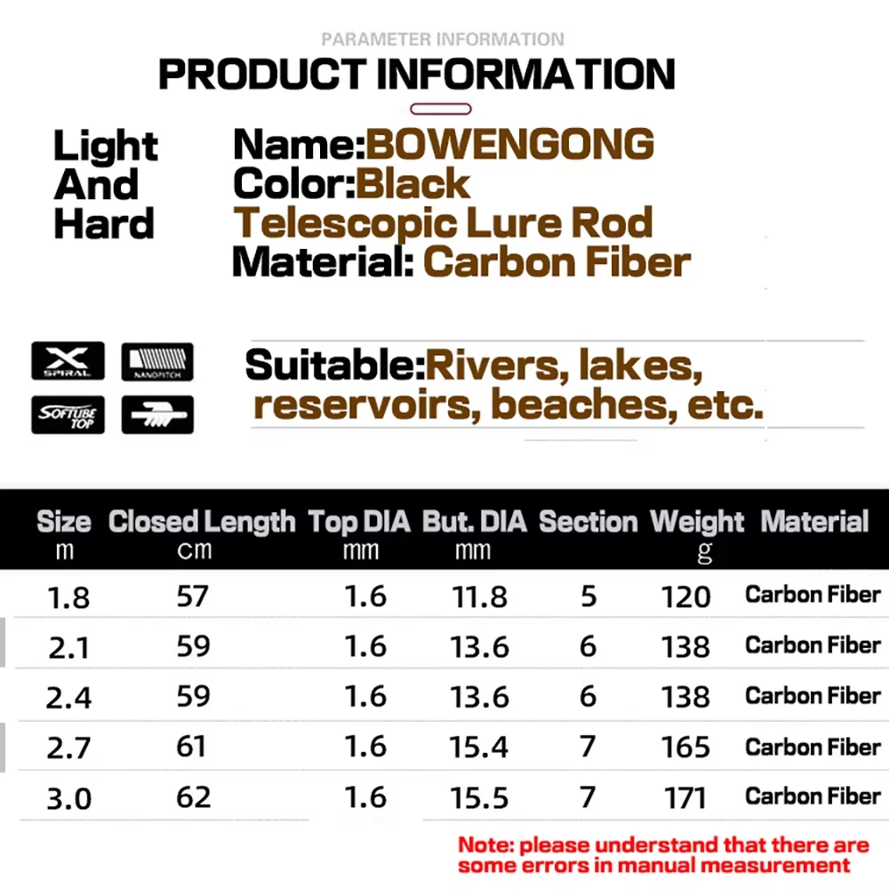 Pesca de trucha al aire libre con lanzadera giratoria, caña de pescar telescópica portátil de fibra de carbono ultraligera, caña de lanzamiento de señuelo - imagen 5