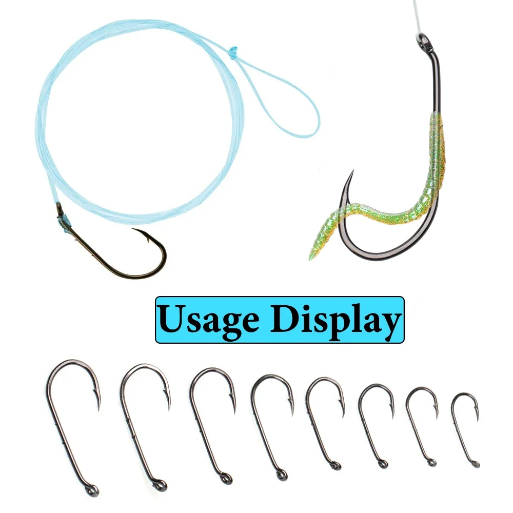 Anzuelo de cebo de acero con alto contenido de carbono, aparejo de pesca de agua salada, Punta Offset de níquel negro, 50 piezas, 12 #-6/0 - imagen 5
