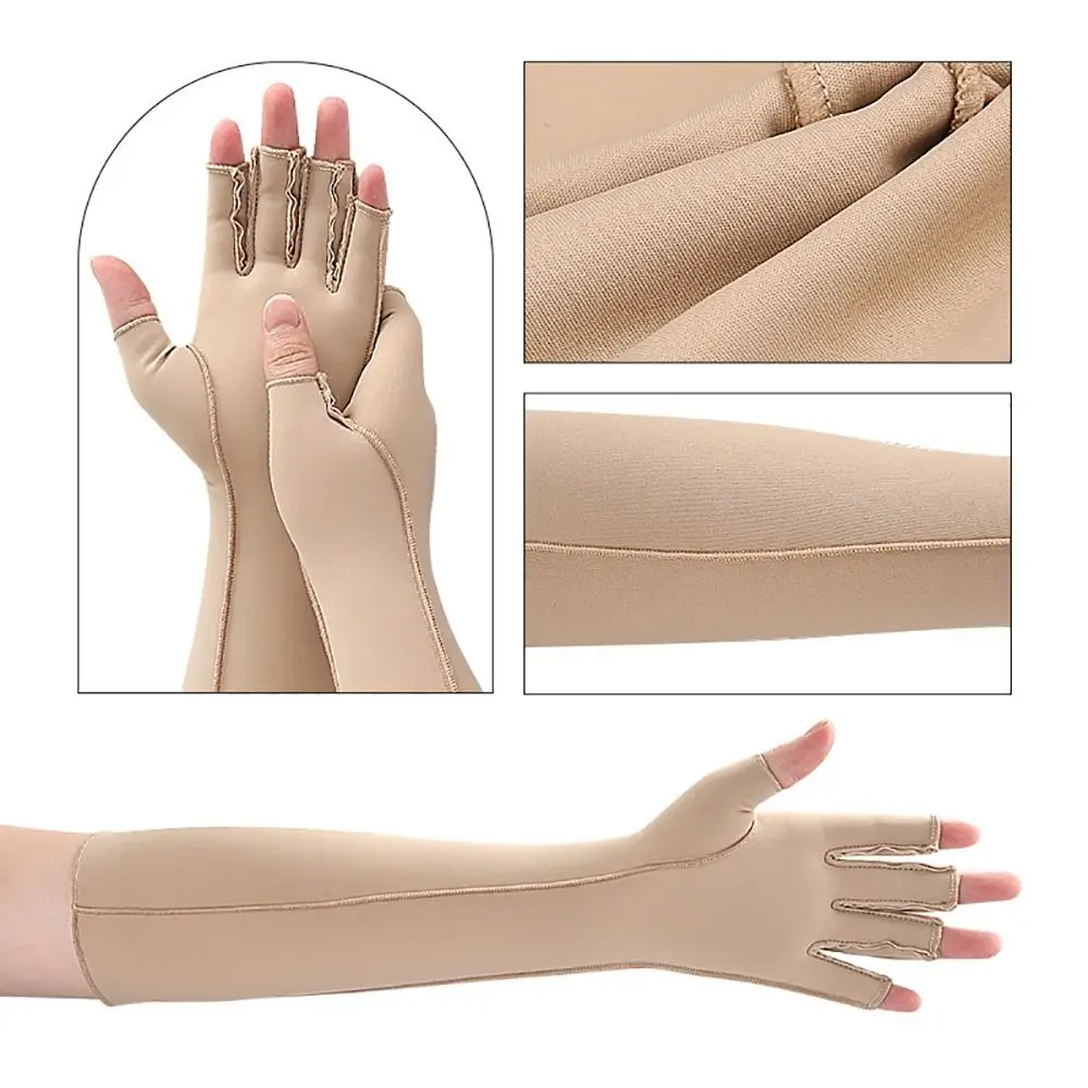 Guante de compresión elástico sin dedos, manga de compresión de brazo Flexible Universal, guante de alivio de manos suave y transpirable - imagen 3