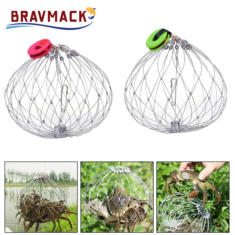 Red de pesca con cierre abierto automático, trampa para peces y cangrejos, alambre de acero para agua salada, accesorios de pesca al aire libre, 1 ud. - imagen 2