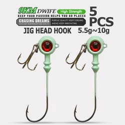 9KM Jig Heads con anzuelos triples acero al carbono para mar y dulce
