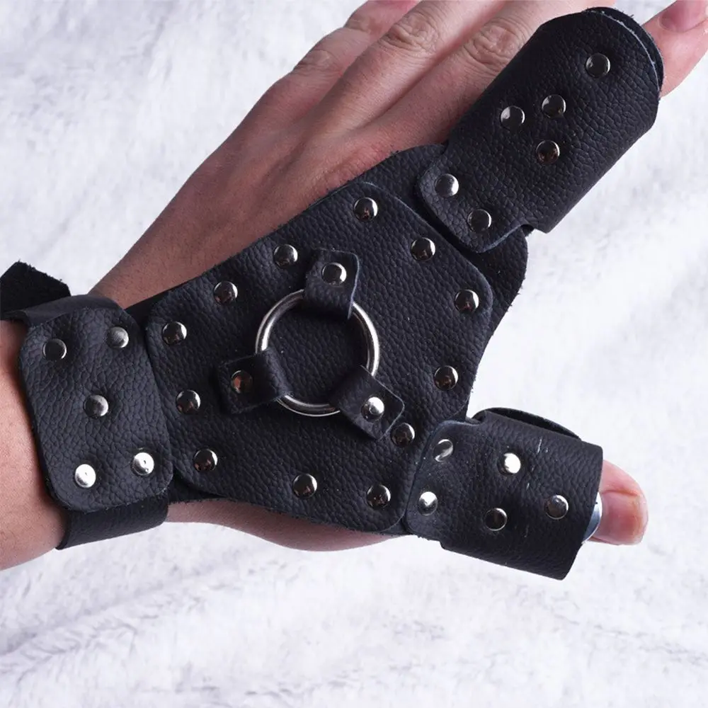 Brazaletes de pesca de mano izquierda/derecha para tiro al aire libre, arco de tiro con arco, tirachinas, catapulta, mano protectora - imagen 4