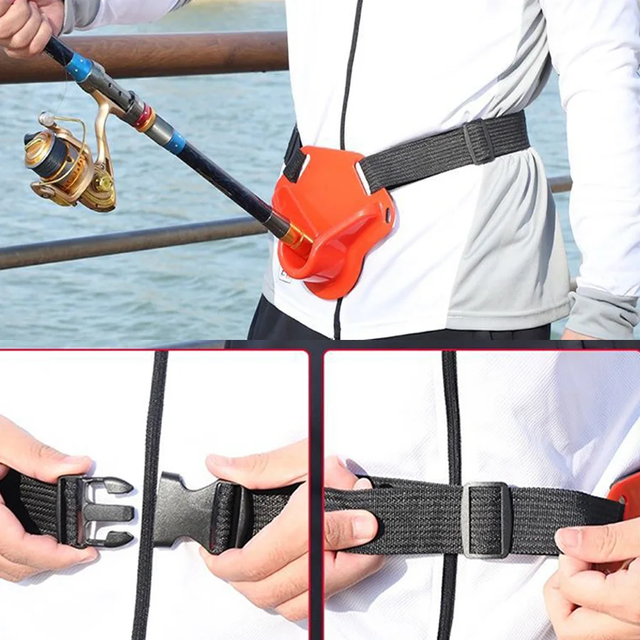 Soporte de caña de pescar duradero, cinturón de cintura ajustable, Clip de caña de pescar, cinturones de lucha, accesorios de pesca - imagen 5